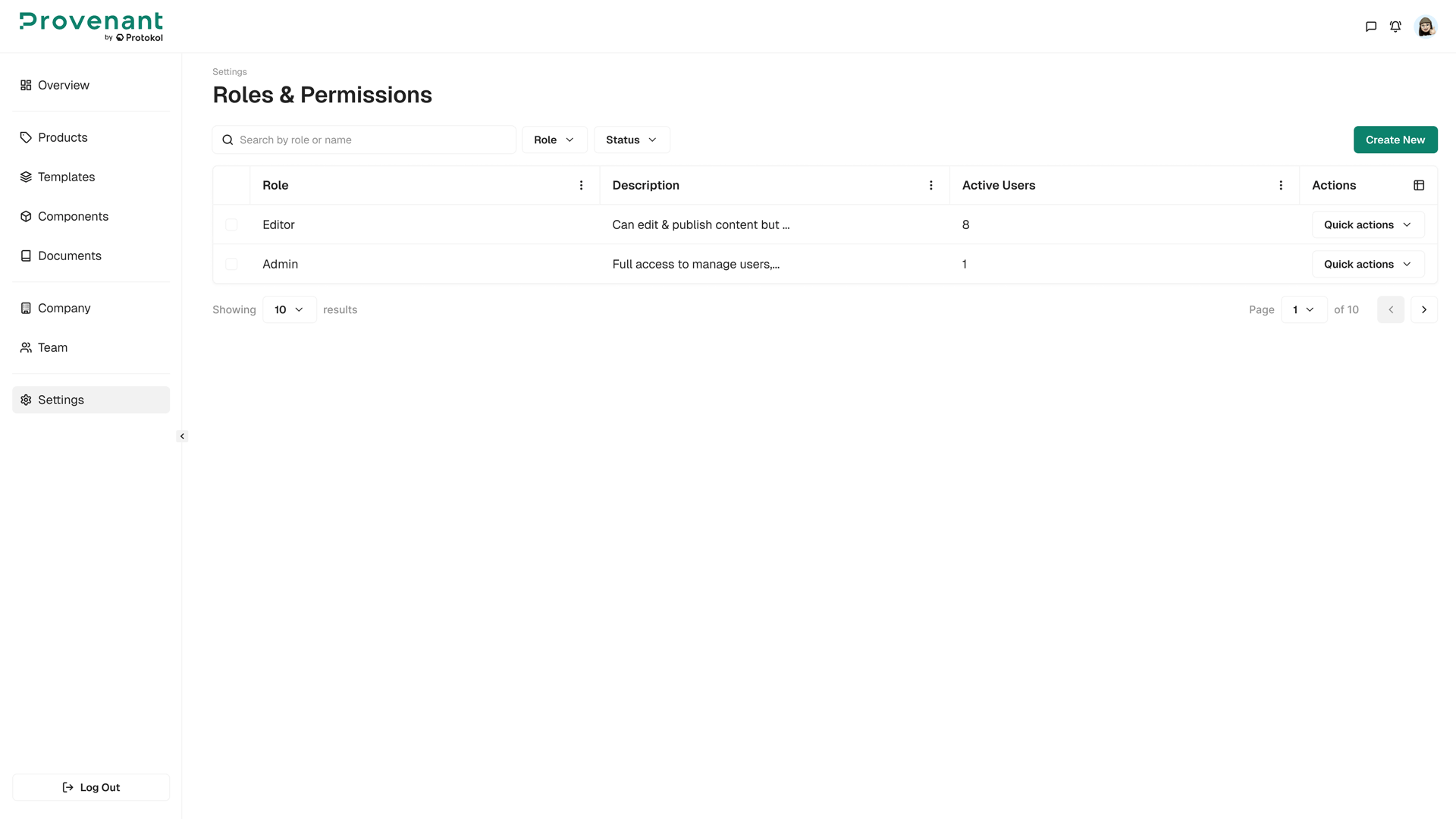 Roles &amp; Permissions Page